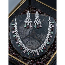 Generic Women's Brass Silver Plated Necklace set (Multicolor)