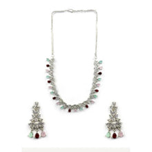 Generic Women's Brass Silver Plated Necklace set (Multicolor)
