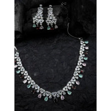 Generic Women's Brass Silver Plated Necklace set (Multicolor)
