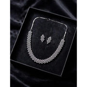Generic Women's Brass Silver Plated Necklace set (Silver)