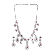 Generic Women's Brass Silver Plated Necklace set (Red)
