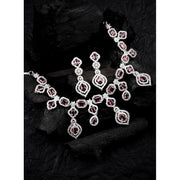 Generic Women's Brass Silver Plated Necklace set (Red)