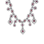 Generic Women's Brass Silver Plated Necklace set (Red)