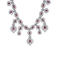 Generic Women's Brass Silver Plated Necklace set (Red)