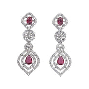 Generic Women's Brass Silver Plated Necklace set (Red)