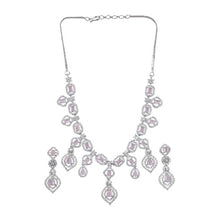 Generic Women's Brass Silver Plated Necklace set (Pink)