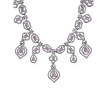 Generic Women's Brass Silver Plated Necklace set (Pink)