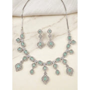 Generic Women's Brass Silver Plated Necklace set (Turquoise)
