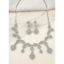 Generic Women's Brass Silver Plated Necklace set (Turquoise)