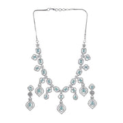 Generic Women's Brass Silver Plated Necklace set (Turquoise)