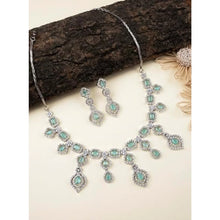 Generic Women's Brass Silver Plated Necklace set (Turquoise)