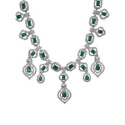 Generic Women's Brass Silver Plated Necklace set (Green)