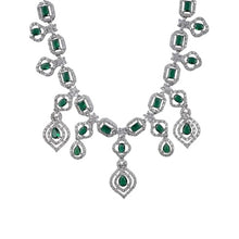 Generic Women's Brass Silver Plated Necklace set (Green)