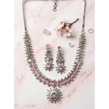 Generic Women's Brass Silver Plated Necklace set (Pink)