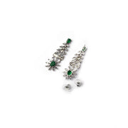 Generic Women's Brass Silver Plated Necklace set (Green)