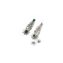 Generic Women's Brass Silver Plated Necklace set (Green)