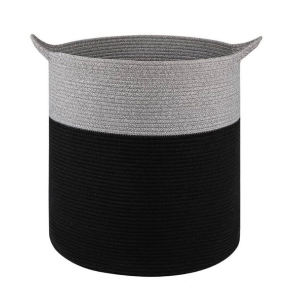 Generic Cotton 12x14 Inch-1 Pcs Storage Basket For Clothes With Out Lid (Gray-Black)