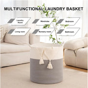 Generic Cotton 12x14 Inch-1 Pcs Storage Basket For Clothes With Out Lid (Gray-White)