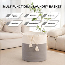Generic Cotton 12x14 Inch-1 Pcs Storage Basket For Clothes With Out Lid (Gray-White)