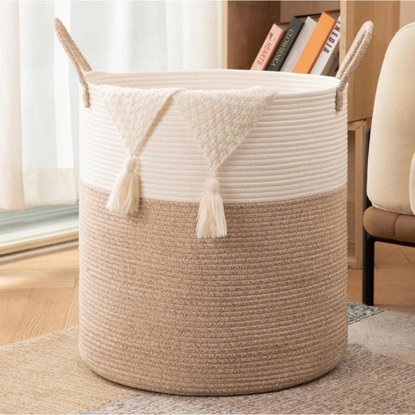 Generic Cotton 12x14 Inch-Kidi-Handle Storage Basket For Clothes With Out Lid (Kidi-White)