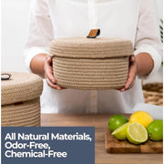Generic Cotton 2 Pcs Set Roti Box Storage Basket With Lid (Beige)