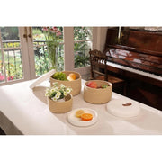 Generic Cotton 3 Pcs Set Roti Box Storage Basket With Lid (Beige-White)