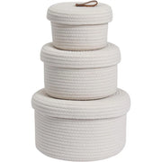 Generic Cotton 3 Pcs Set Roti Box Storage Basket With Lid (White)