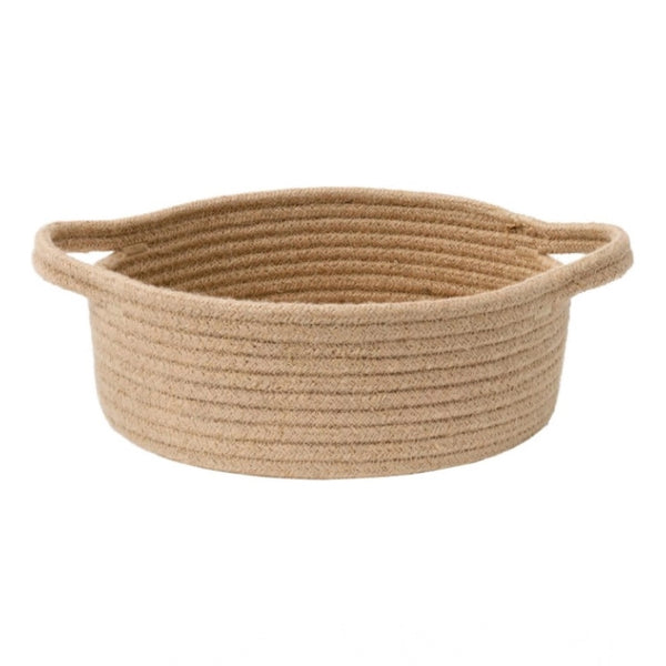 Generic Cotton 8x3 Inch Round Bedside Organizer With Out Lid (Beige)