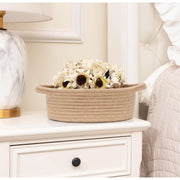 Generic Cotton 8x3 Inch Round Bedside Organizer With Out Lid (Beige)