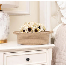 Generic Cotton 8x3 Inch Round Bedside Organizer With Out Lid (Beige)