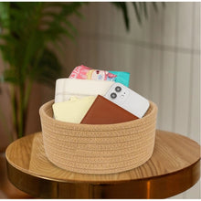 Generic Cotton 8x3 Inch Round 1 Pcs Bedside Organizer With Out Lid (Beige)