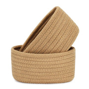 Generic Cotton 8x3 Inch Round 2 Set Bedside Organizer With Out Lid (Beige)