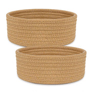 Generic Cotton 8x3 Inch Round 2 Set Bedside Organizer With Out Lid (Beige)