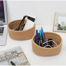 Generic Cotton 8x3 Inch Round 2 Set Bedside Organizer With Out Lid (Beige)