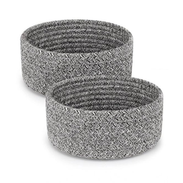 Generic Cotton 8x3 Inch Kidi Round 2 Set Bedside Organizer With Out Lid (Black)