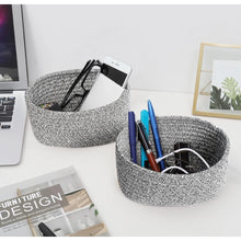 Generic Cotton 8x3 Inch Kidi Round 2 Set Bedside Organizer With Out Lid (Black)