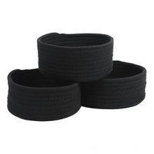 Generic Cotton 8x3 Inch Round 3 Set Bedside Organizer With Out Lid (Black)