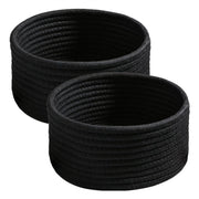 Generic Cotton 8x3 Inch Round 3 Set Bedside Organizer With Out Lid (Black)