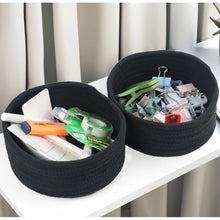 Generic Cotton 8x3 Inch Round 3 Set Bedside Organizer With Out Lid (Black)