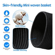 Generic Cotton 8x3 Inch Round 3 Set Bedside Organizer With Out Lid (Black)