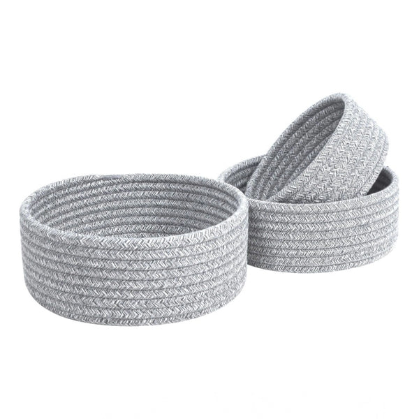 Generic Cotton 8x3 Inch Kidi Round 3 Set Bedside Organizer With Out Lid (Gray)