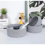 Generic Cotton 8x3 Inch Kidi Round 3 Set Bedside Organizer With Out Lid (Gray)