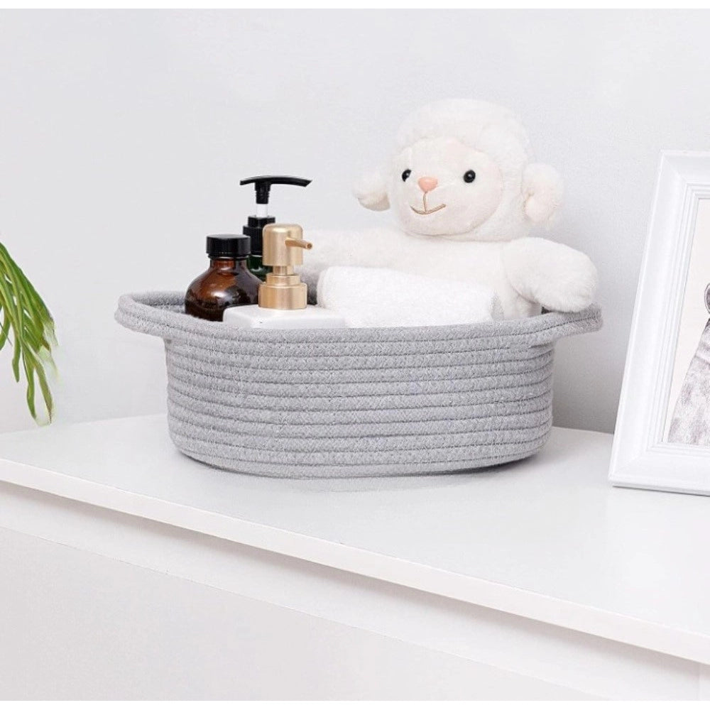 Generic Cotton 8x3 Inch Round Bedside Organizer With Out Lid (Gray)