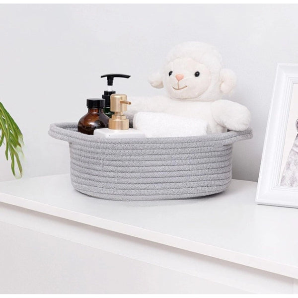 Generic Cotton 8x3 Inch Round Bedside Organizer With Out Lid (Gray)