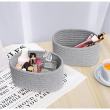 Generic Cotton 8x3 Inch Round 2 Set Bedside Organizer With Out Lid (Gray)