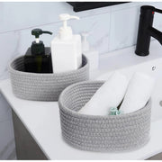 Generic Cotton 8x3 Inch Round 2 Set Bedside Organizer With Out Lid (Gray)