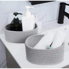 Generic Cotton 8x3 Inch Round 2 Set Bedside Organizer With Out Lid (Gray)