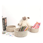 Generic Cotton 8x3 Inch Kidi Round 3 Set Bedside Organizer With Out Lid (Kidi)