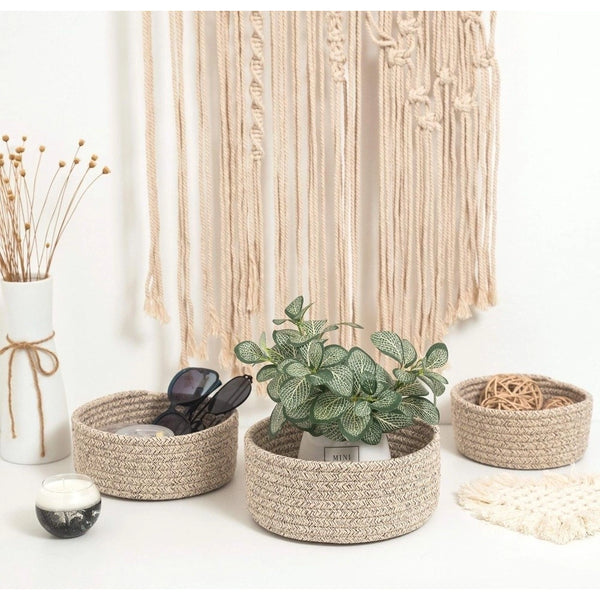 Generic Cotton 8x3 Inch Kidi Round 3 Set Bedside Organizer With Out Lid (Kidi)