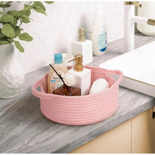 Generic Cotton 8x3 Inch Round Bedside Organizer With Out Lid (Pink)
